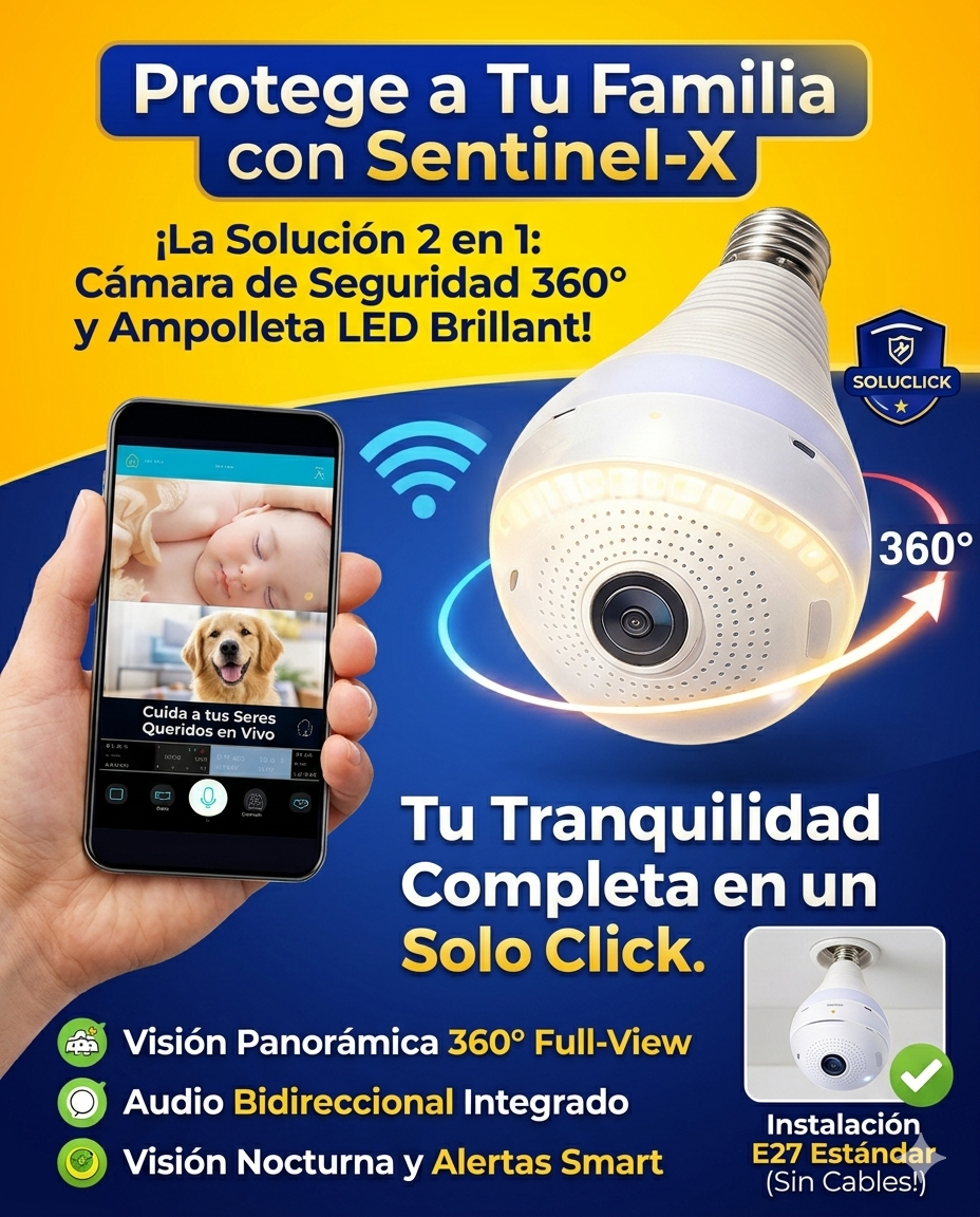 Sentinel-X: Cámara de Seguridad 360° con Visión Nocturna y Audio