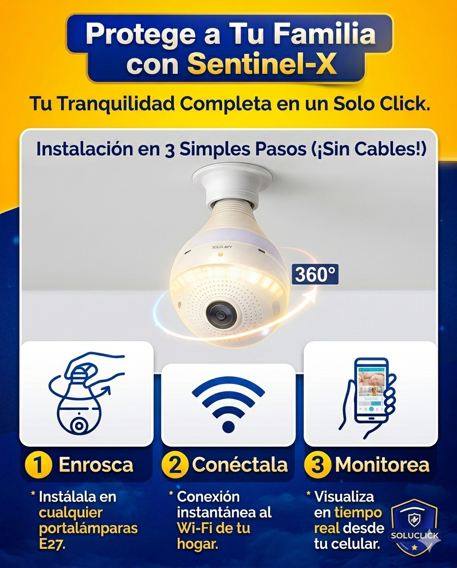 Sentinel-X: Cámara de Seguridad 360° con Visión Nocturna y Audio